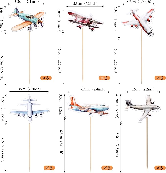 36 Pack Airplane Cupcake Toppers Glitter Plane Cupcake Picks for Baby Shower Aviation Fighter Theme Birthday Party Cake Decorations Supplies