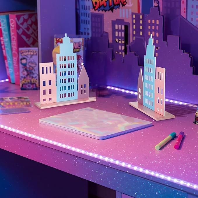 Geelin 6 Pcs Skyscraper Party Decorations Hero Party Decorations New York City Wood NYC Centerpieces City Skyline Building Decor for Comic Birthday Favors Supplies(Hollow Style,Pastel Color)