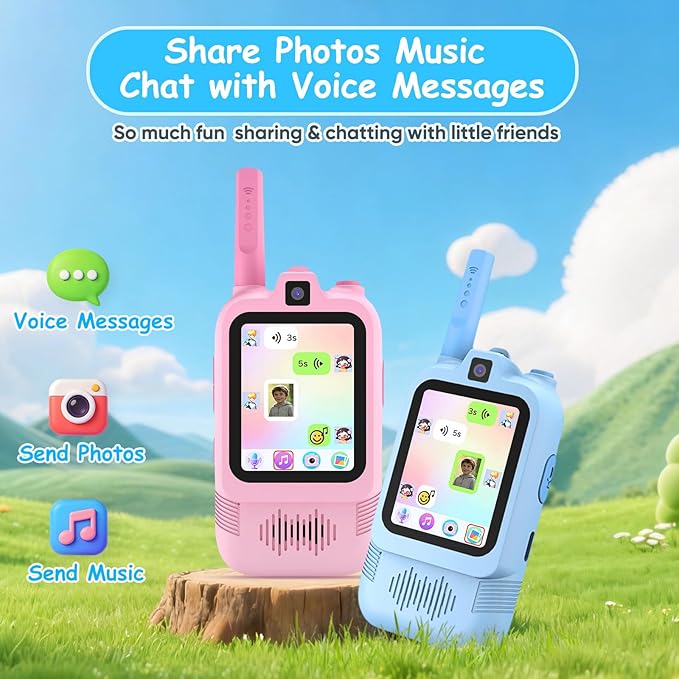 Video Walkie Talkies for Kids with Front and Rear Cameras, 2 Pack Rechargeable Kids Walkie Talkies with Real-Time Video, Long Range Walkie Talkie Toys for Camping Hiking Indoor Outdoor Boys Girls