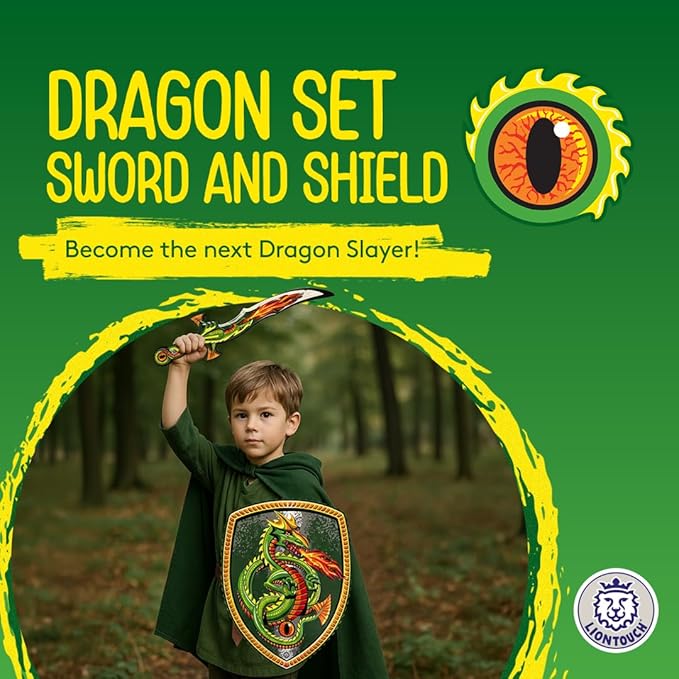 Liontouch - Dragon Slayer Foam Sword & Shield Set - 3+ Years | Pretend Play Toy Weapons for Toddlers & Kids in Fantasy Style | Made of Durable & Safe Foam | Battle Accessories for Dress Up & Costumes