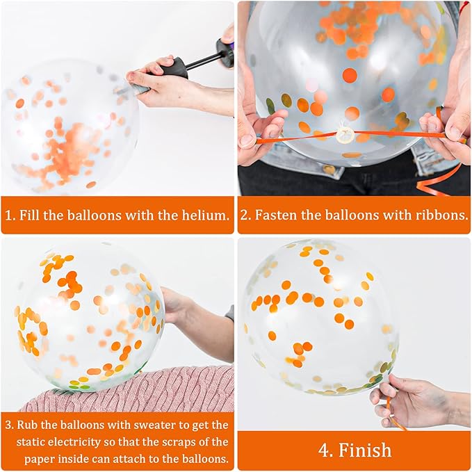 Whaline 60Pcs Graduation Party Balloon Set 7 Designs Orange White Confetti Latex Balloon with 2 Rolls Ribbon Grad Cap Congrats Grad Balloon for Graduation Party Decoration Supplies