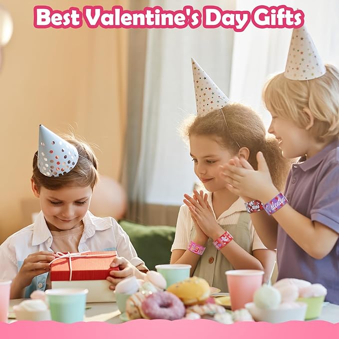 Valentines Slap Bracelets for Kids 36PCS Valentines Day Gifts for Kids Bulk Snap Bracelets Valentine Party Favors Goodie Bag Stuffers Treats Student Classroom Exchange Prizes Decorations Accessories