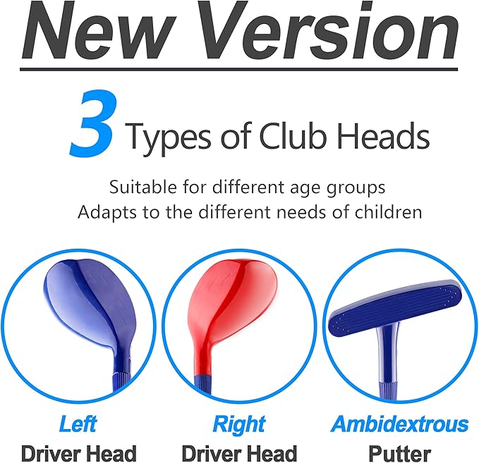 iPlay, iLearn Kids Blue Golf Toy Set W/Left & Right Club Head, Boy Outdoor Sport Toy Age 3-5, Toddler Indoor Golf Ball Game, Child Active Exercise Yard Play, Birthday Gifts for 4 6 7 8 Year Olds Girl