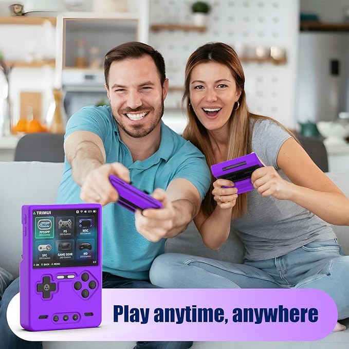 Silicone Case for Trimui Brick Retro Handheld Game Console, Soft Skin Cover for Trimui Brick Accessories, Anti-Scratch Washable TrimuiBrick with Lanyard (Purple)
