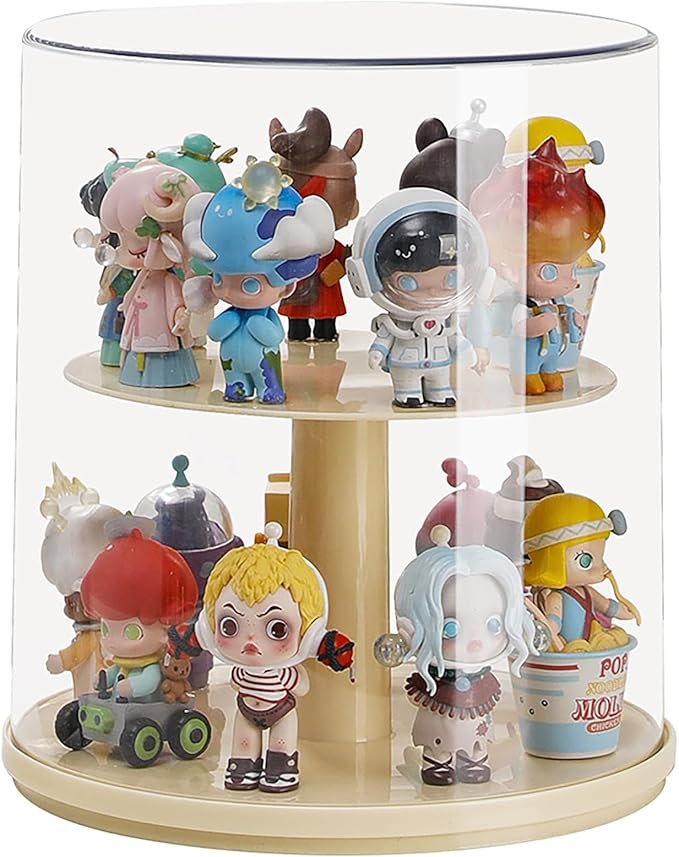 Clear Figures Display Case with Rotatable Stackable Figures Blind Box Doll Display Stand for Pop Mart Lego Collectibles Action Figures