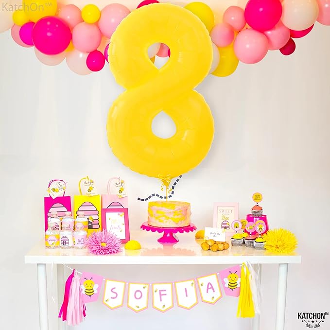 KatchOn, Yellow Number 8 Balloon - Huge, 40 Inch | 8 Balloon for 8th Birthday Decorations | 8 number balloons, 8th Anniversary, Yellow Birthday Party