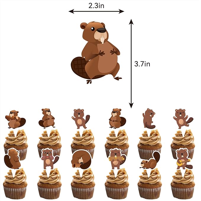 Beaver Party Decorations Beaver Birthday Party Supplies Includes Beaver Birthday Banner Cake Topper Cupcake Toppers Balloons for Birthday Decorations Canada Party Decorations
