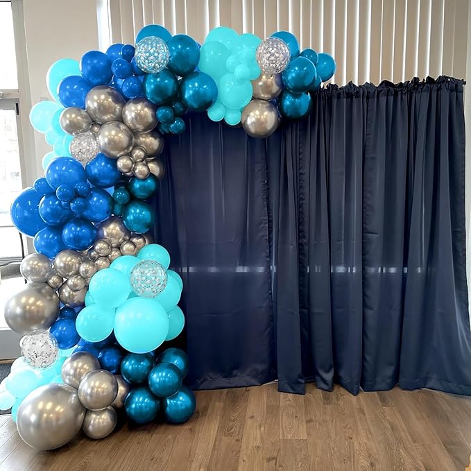 Blue Silver Balloon, 60 Pcs 12 Inches Teal Metallic Blue Silver Balloons Confetti Balloons for Kids Dancing Bachelorette Party Decorations Birthday Balloons Baby Shower Engagement Party Supplies