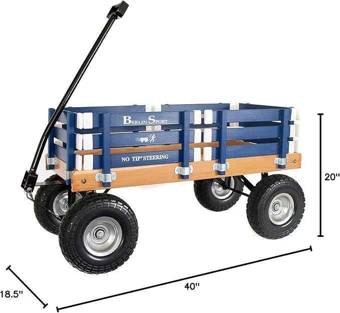 Berlin Flyer Sport Wagon - Model F410 - Amish Made in Ohio, USA - 10" No-Flat Tires (Blue)