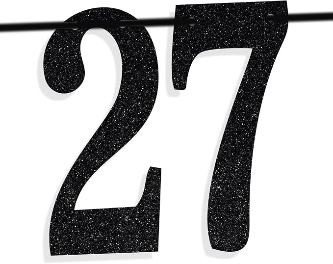Black Glitter Look at You Turning 27 & Sh*t Banner, Happy 27th Birthday/Level 27 Unlocked/Cheers to 27 Years, Funny 27th Birthday Party Decorations Supplies