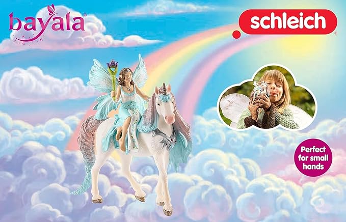 Schleich Bayala - 3PC Eyela Fairy Toy with Princess Unicorn Figurine - Fantasy Fairy Figure with Magic Wand - Durable Pixie and Magic Horse Toy for Imaginative Play - Girls and Boys 5-12 | 70569