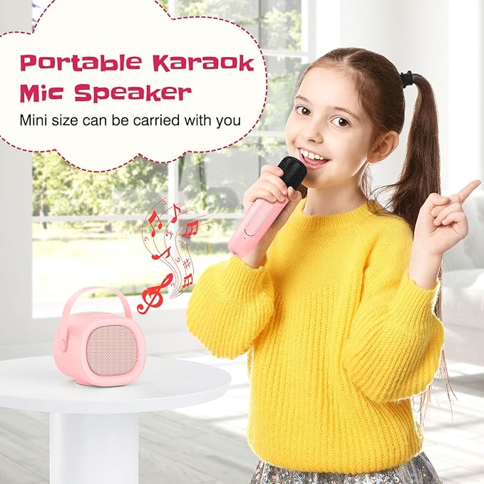LENRUE Karaoke Machine for Kids with Wireless Microphone, 4 Magic Voices, Colorful Light, Karaoke for Girls Boys, Best Birthday Gifts for Kids 4, 5, 6, 7, 8, 9, 10, 11, 12+