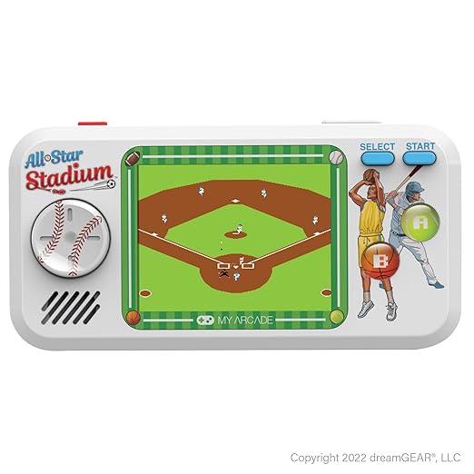 My Arcade All Star Stadium Pocket Player- Sports Game Console with 307 Retro Games, 2.75 inch Screen, Baseball, Soccer, Basketball