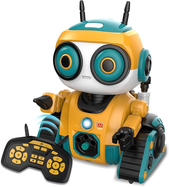 Robot Toys, Rechargeable Remote Control Robot, with Intelligent Programming Function, Gesture Sensing, Auto-Demo,Music and Dance,Children's Birthday Gift(Yellow)