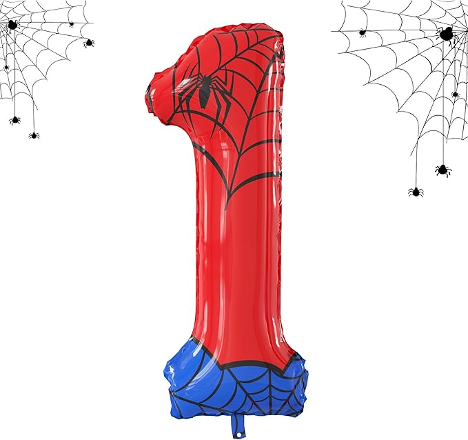 40 Inch Giant Spider Theme Number Foil Balloons Large Number 1 Balloons Kids Party Balloons Birthday Party Decorations Supplies Number 0-9 Available for Kids' Birthday Anniversary Party