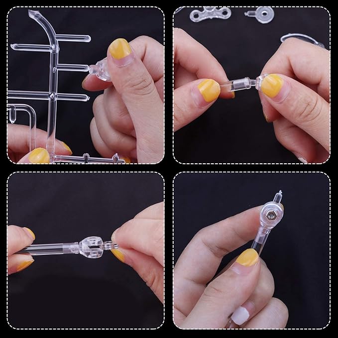 Migaven Action Figure Stand, 10pcs Assembly Action Figure Display Holder Base Doll Model Support Display Stand Compatible with HG RG SD SHF Gundam 1/144 Toy Clear