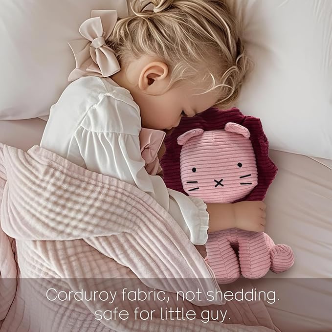 Lion Plush Corduroy (Pink) 11" Stuffed Animal for Baby, Toddler, Kids, Adults - Lion Corduroy Toy-Adorable Toy Made from Kid-Friendly, Quality Material