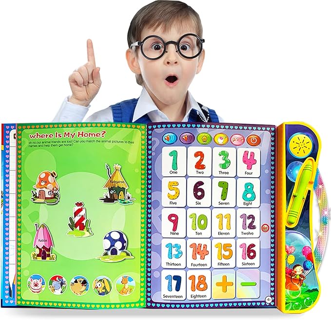 ABC Sound Books Interactive Electronic Learning Books for Toddlers with Alphabet, Numbers, Animals, Music, Games Educational Toys for Preschool Children