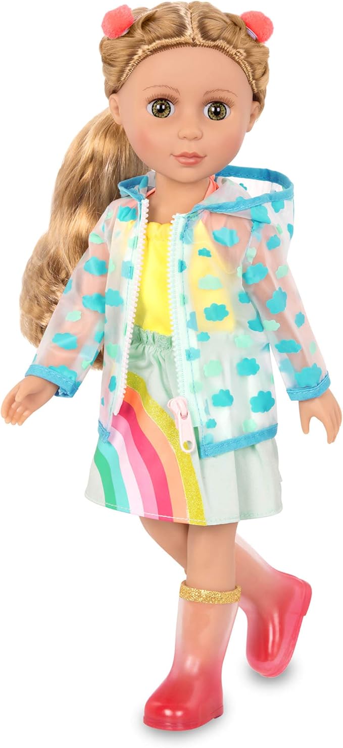 Glitter Girls – 14-Inch Doll Clothes – Smile! Rain Or Shine Outfit – Rainbow Dress, Hair Clips, Raincoat, and Rain Boots – Toys, and Accessories for 3+ Years