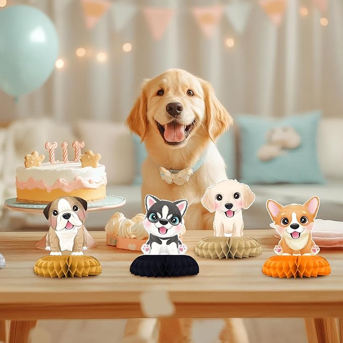 12 Pack Puppy Table Decorations - Puppy Party Decorations for Kids' Birthday and Baby Shower - Puppy Table Toppers