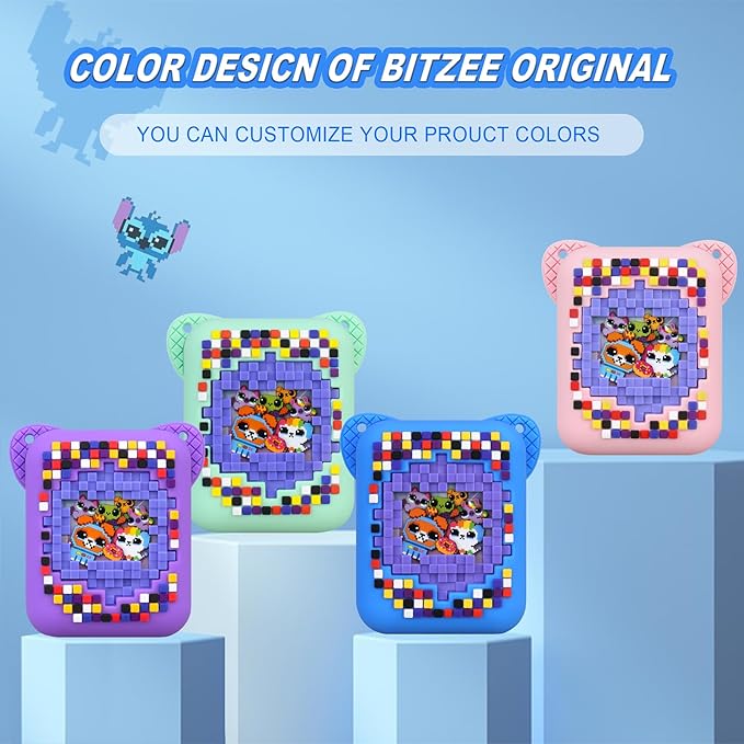 Silicone Cover Case for BITZEE Interactive Toy Digital Pet with 15 Animals Inside, Soft Silicone Protective Bag, Protective Skin Sleeve for Bitzee Virtual Electronic Pets Accessories, Blue