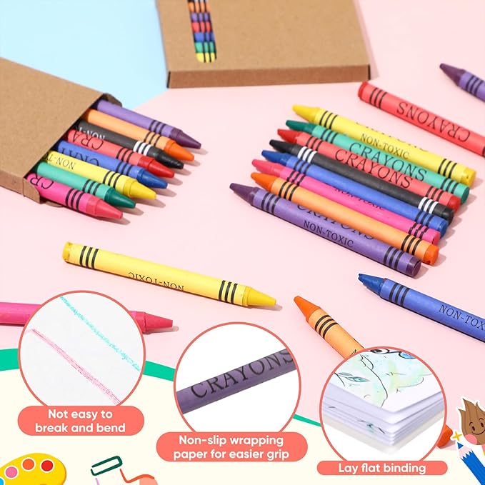 30 Sets 24 Pages Zoo Animals Mini Coloring Books with 8 Colors Crayons Bulk, Jungle Safari Coloring Books Party Favors Goodie Bag Gift Stuffer Gift Activities DIY Craft