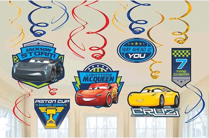 Disney Cars Hanging Swirl Party Decorations, Party Supplies