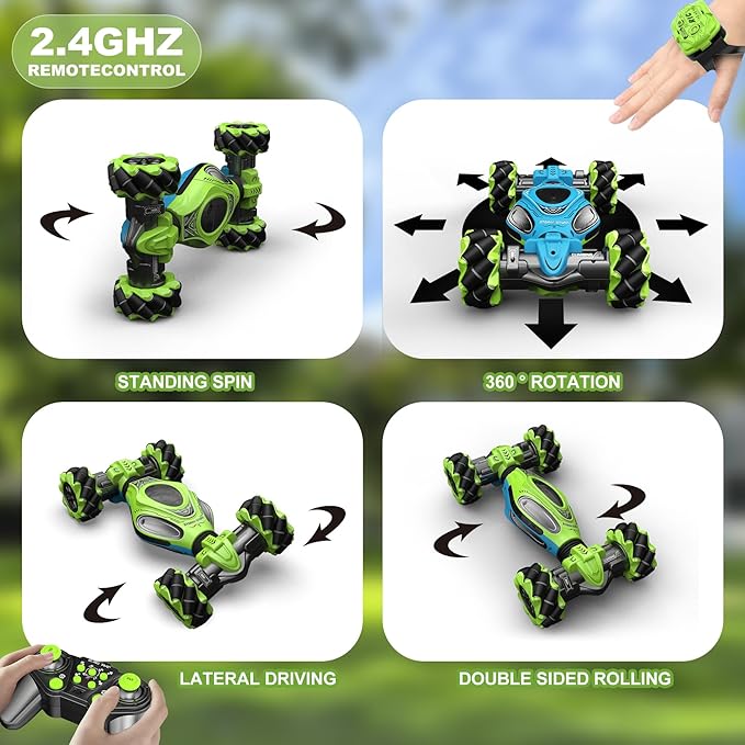 RC Cars,1:12 Gesture Sensing Stunt Car Toys for Boys Girls 6-12 Year Old, 4WD Hand Remote Control Toy 360° Rotate Transform Off-Road Drift with Lights Sound, Birthday Xmas Gifts for Kids