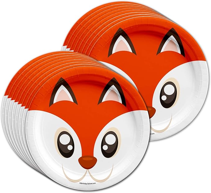 Fox Birthday Party Supplies Set Plates Napkins Cups Tableware Kit for 16