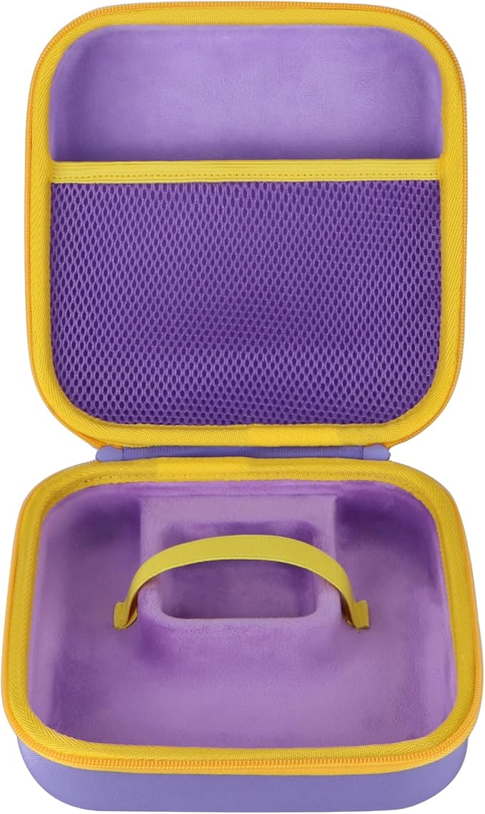 Storage Case Compatible with YOTO Mini + Headphones Kids Audio Player Travel Device Stories Music Podcast Radio Speaker (Purple + Yellow Zipper)