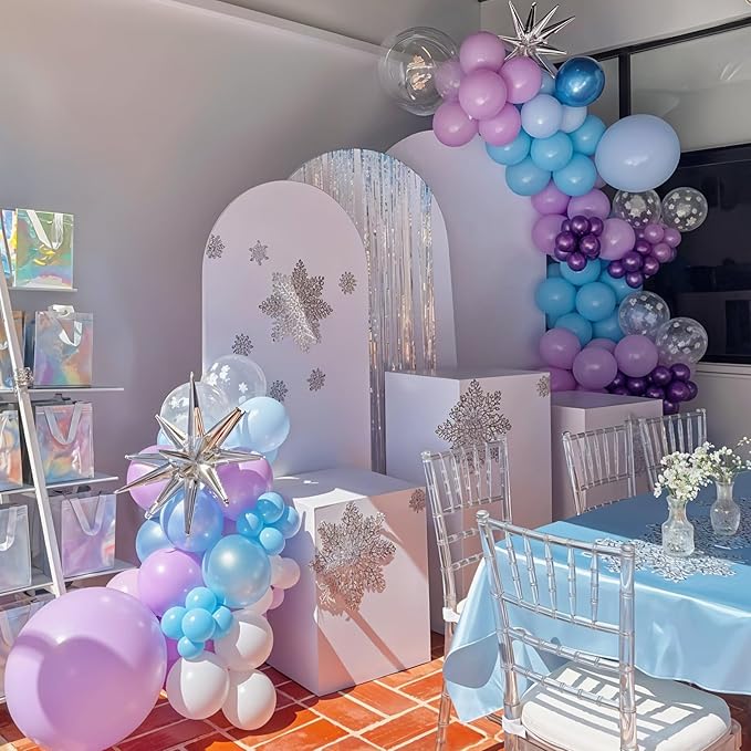 Pink Purple Blue Balloons,Pastel Balloon,Iridescent Pearl Pink Blue Purple Latex Balloons for Girls Mermaid Snowflake Princess Birthday Baby Shower Party Decorations