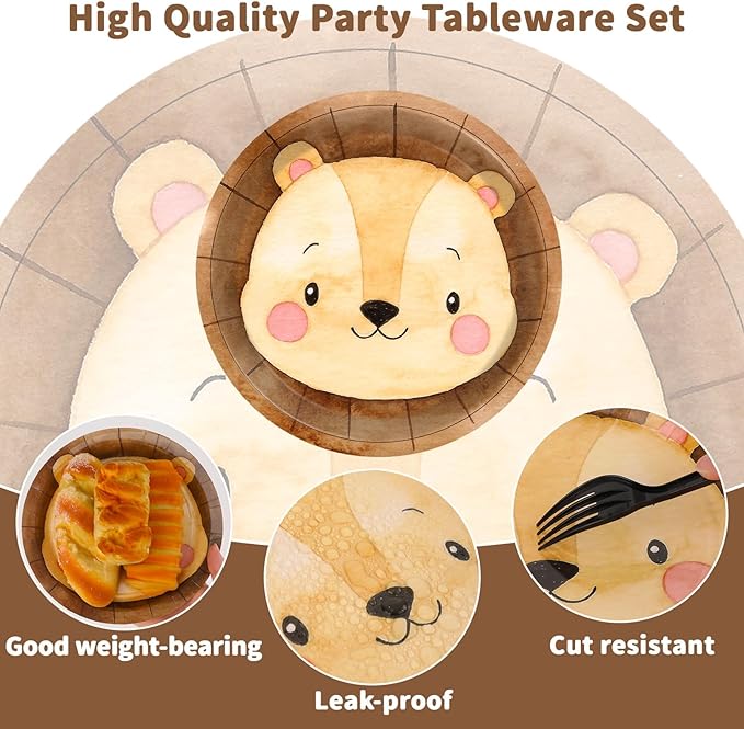 60 Count Jungle Animal Party Plates Safari Animal Shaped Paper Plates Zoo Jungle Them Disposable Party Decorations Wild Safari Tableware for Birthday Baby Shower Favor Favor Supplies