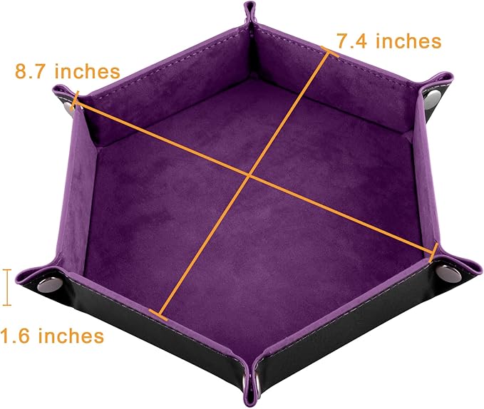SIQUK 6 Pieces Dice Tray Hexagon Dice Rolling Holder Folding PU Leather Dice Trays for Dice Games Like RPG, DND and Other Table Games(Cyan, Black, Violet, Pink, Camel, Sky Blue)