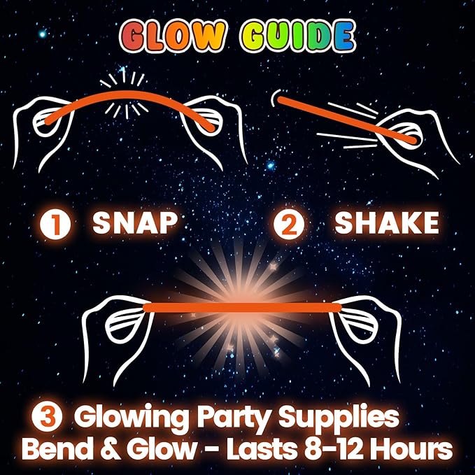 3 otters 100PCS Glow Sticks, 8 Inch Glow in the Dark Party Favors Easter Birthday Party Supplies Light Up Sticks for Kids Adults Birthday Easter Basket Stuffers Egg Fillers Decorations