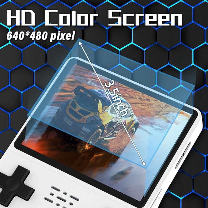 FHYRGF[30000 in 1] R40S PRO Handheld Game Console 3.5 inch IPS Screen Mini Retro Console 3800mAh Portable Pocket Arcade 12+ Mainstream Emulator 256G TF Card Transparent.(White)