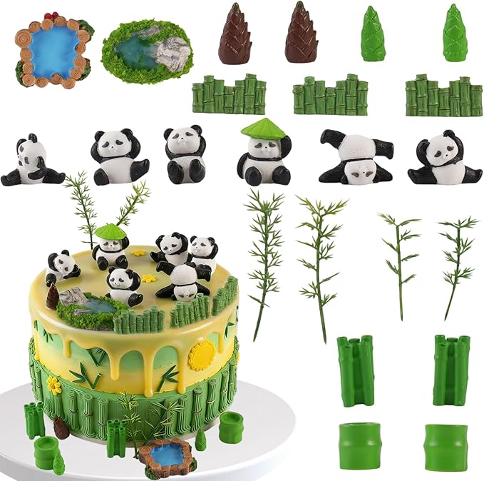 23PCS Panda Cake Toppers Panda Cake Decorations for birthday party supplies