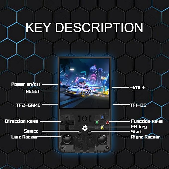 R36Max Retro Handheld Game Console,4-inch IPS OCA HD MIPI Screen, Open Source Linux System and 20000+ Games, Built-in 64GB TF Card Portable Video Gaming Console. (Black)