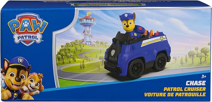 PAW Patrol, Chase’s Patrol Cruiser, Toy Car with Collectible Action Figure, Sustainably Minded Kids Toys for Boys & Girls Ages 3 and Up