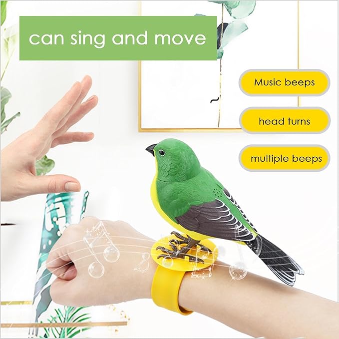 Electric Singing and Chirping Bird Toy, Simulation Interactive Bird Toy for Kids, Cute Realistic Chirping and Moving Artificial Sparrow, Battery Operated, Garden Home Ornament Decoration