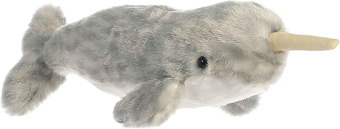 Aurora® Adorable Mini Flopsie™ Narwhal Stuffed Animal - Mini Companions Ready for Playful Adventures - for Kids All Ages, Toddlers, Adults, and Families - Gray 11.5 Inches