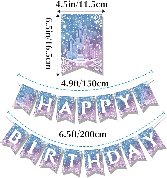 Frozen Birthday Party Decorations Frozen Birthday Banner Fro/zen Party Decorations Winter Wonderland Snowflakes Happy Birthdays Banner Backdrop Party Supplies