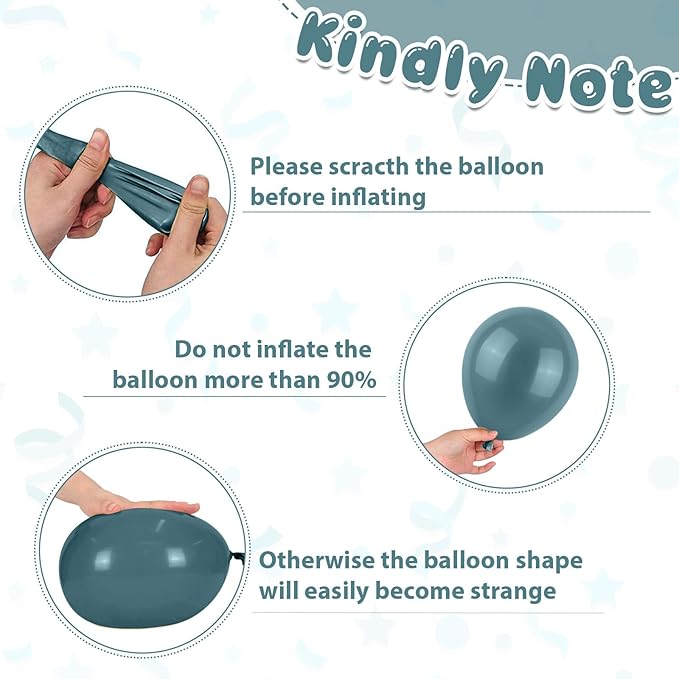 Dusty Blue and Black Balloons, 50pcs 12Inch Race Car Slate Light Pale Blue Pastel Green Black Metallic Silver Latex Helium Balloon for Boys Birthday Baby Shower Party Decorations
