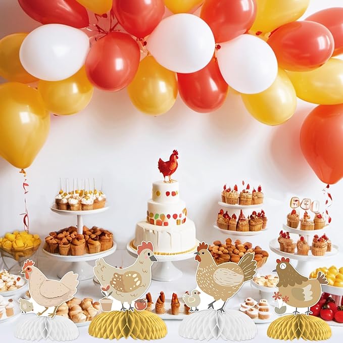 Chicken Party Decorations Chicken Birthday Table Decor 8pcs Chick Honeycomb Centerpieces Boho Rooster Hen Party Decor Farm Animal Walking Animal Chick Barnyard Baby Shower Gender Reveal Party Supplies