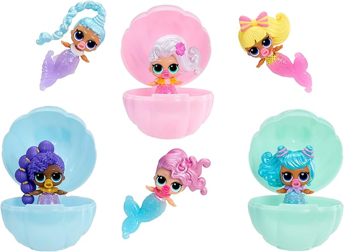 LOL Surprise Mermaids Makeover Magic Baby Sisters with Color-Changing Mermaid Tails and Shell-Inspired Display Ball, Collectible Dolls, Kids Ages 4+ (Pack of 2)