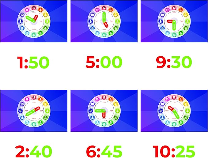 Interactive Educational Teaching Clock - Learn Time Easily, Durable Design for Kids with moveable arms, Engaging Hands-On Learning Tool, Perfect for Classroom & Home Use