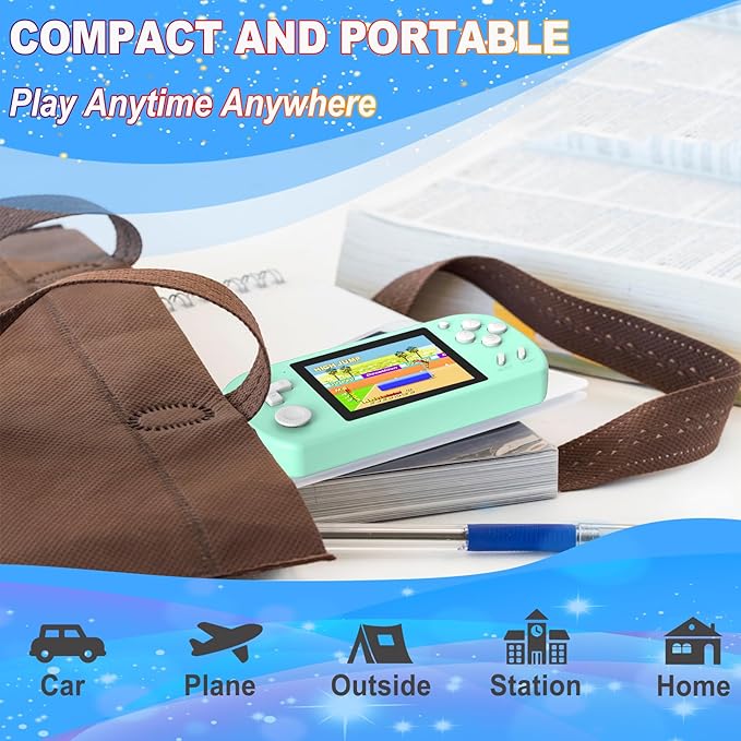 Great Boy Handheld Games for Kids with 218 Retro Video Game 3.0'' Color Screen Rechargeable Arcade Gaming Player,Birthday Xmas Gift (Cyan)