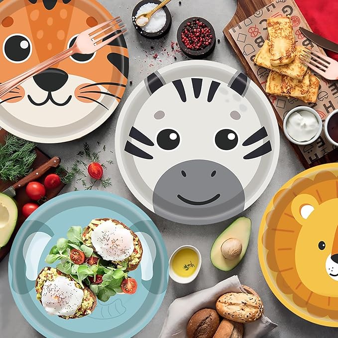 60Pcs Jungle Safari Paper Plates Zoo Animal Print Party Supplies 7" Animal Shaped Plates Safari Theme for Baby Shower Jungle Animal Theme Birthday Party Decorations