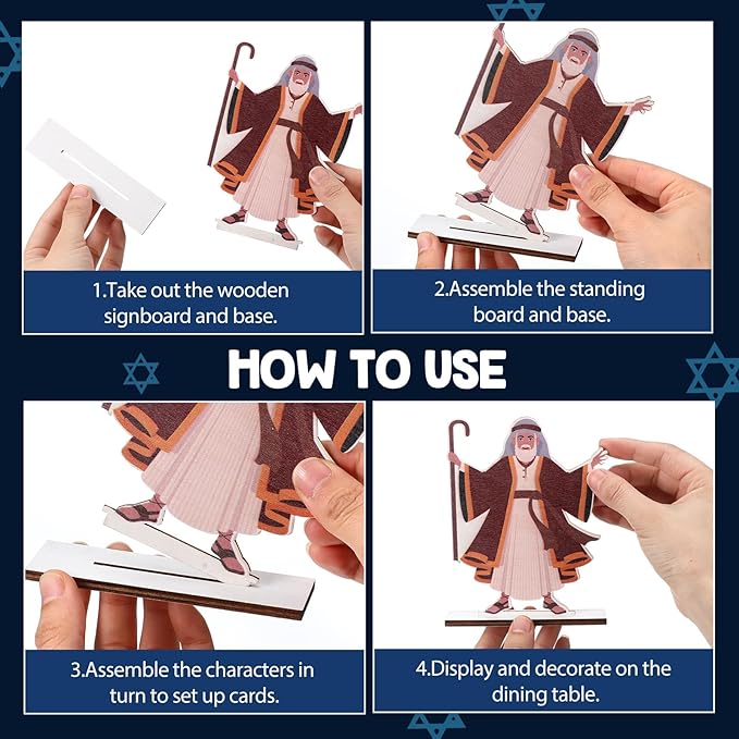 25 Set Passover Table Centerpiece Happy Passover woodenTabletop Signs Jewish Pesach Decorations with Base for Festival Holiday Party Supplies Passover Seder Jewish Easter Home Indoor