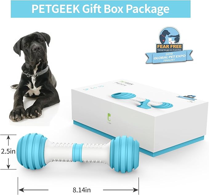 PETGEEK Interactive Dog Bone Toy, Automatic Dog Chase Toy, Electronic Pet Toys for Medium/Large Dog Boredom, USB Rechargeable Safe Material, Blue Color