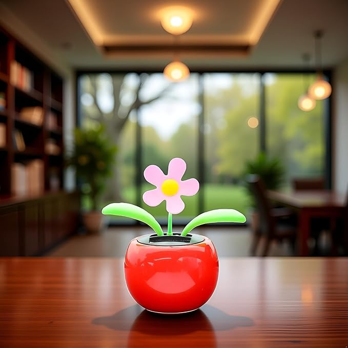 Orange Solar Powered Dancing Flower | Desk, Window, Or Car Decoration Gift Toy | No Batteries Required | Fun Swinging Solar Flower, Learning and Education, Solar Power Kits